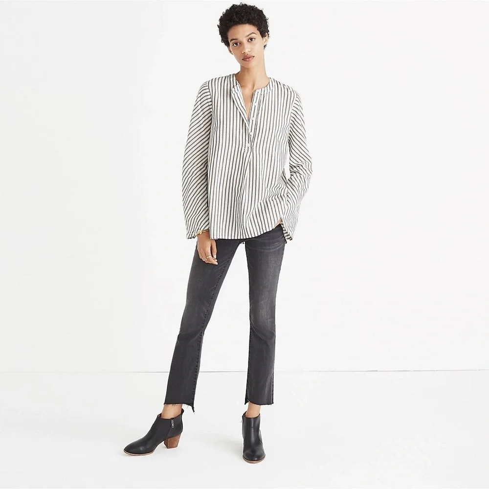 Madewell Striped Flare-Sleeve Shirt, size Small